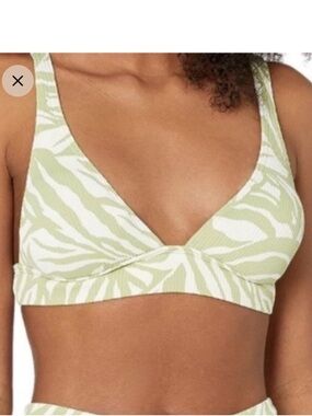 Billabong Jungle Town Green and White Bikini Top with Tropical Print